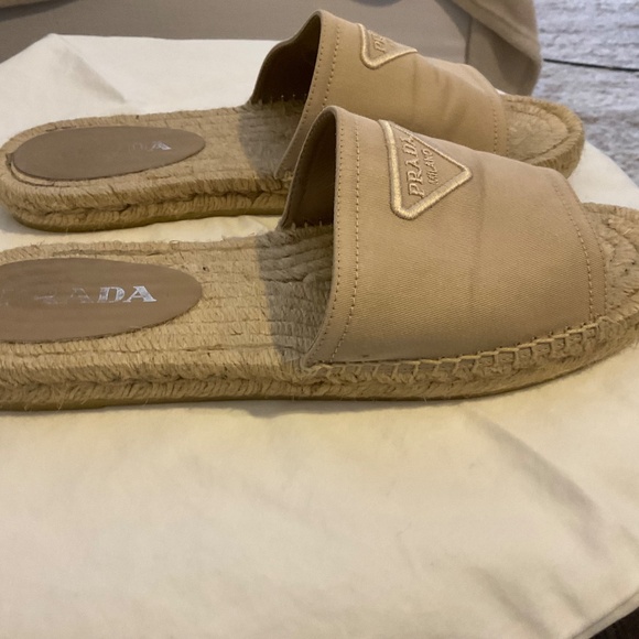 Tan Canvas Prada Espadrilles Slides size 41 - Picture 3 of 8